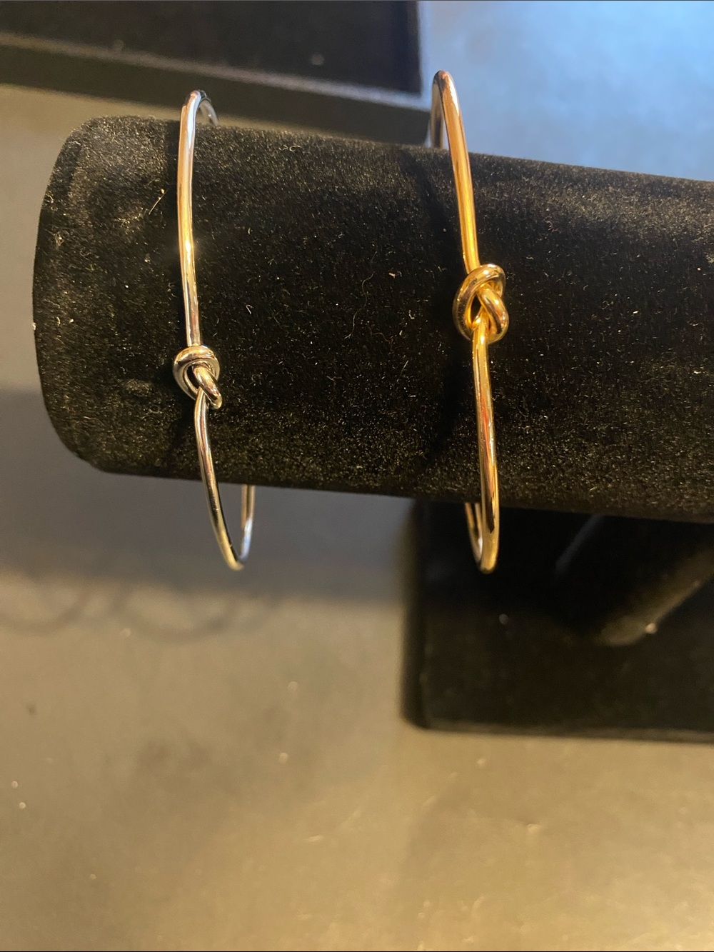 Delicate Knot Bangle Bracelet - Gold and Silver